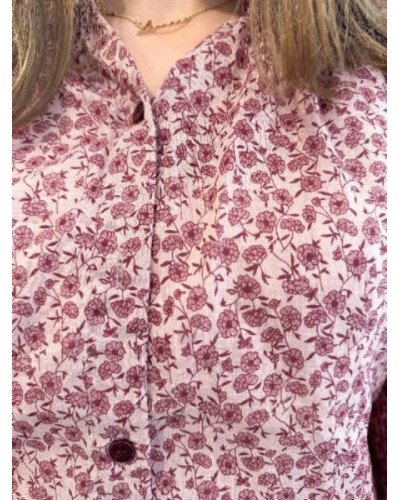 Chemisier fleurs rose