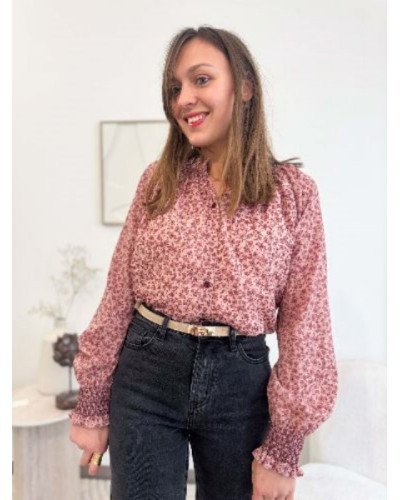 Chemisier fleurs rose