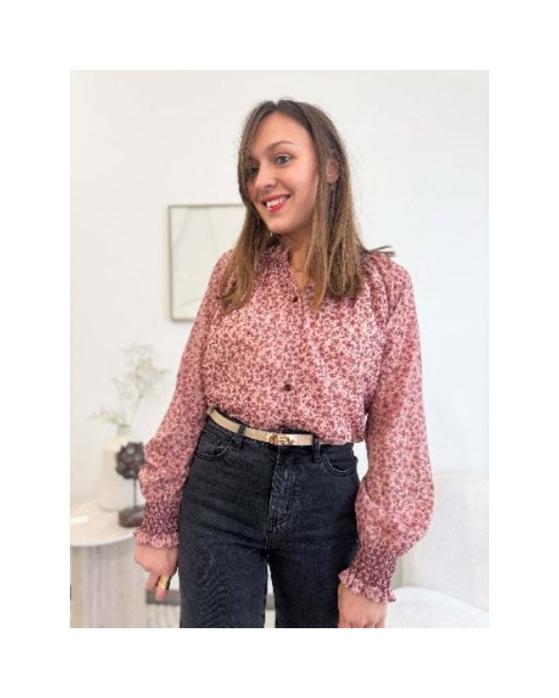 Chemisier fleurs rose