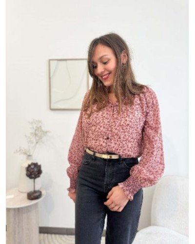 Chemisier fleurs rose