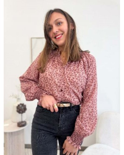 Chemisier fleurs rose