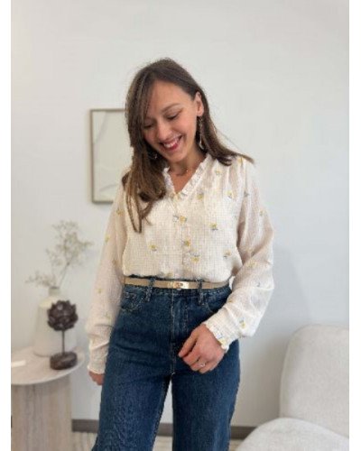 Chemisier fleurs broderie
