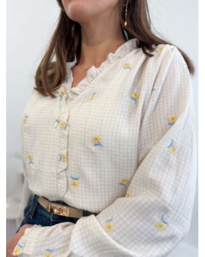 Chemisier fleurs broderie