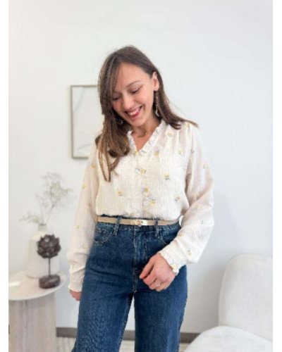 Chemisier fleurs broderie