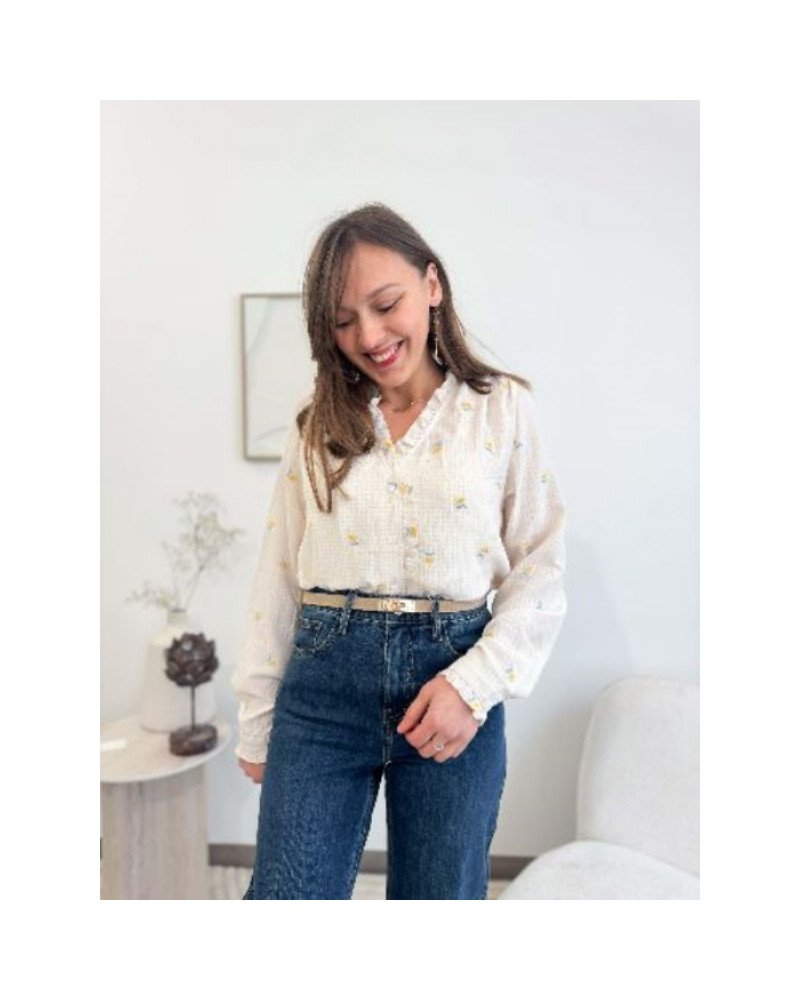Chemisier fleurs broderie