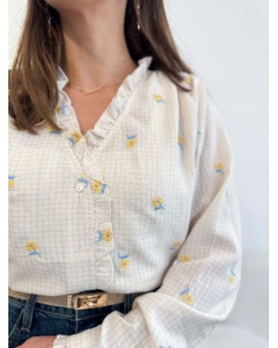 Chemisier fleurs broderie