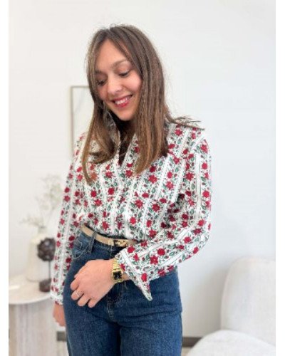 Chemisier blanc fleurs