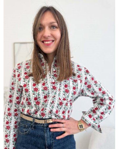 Chemisier blanc fleurs