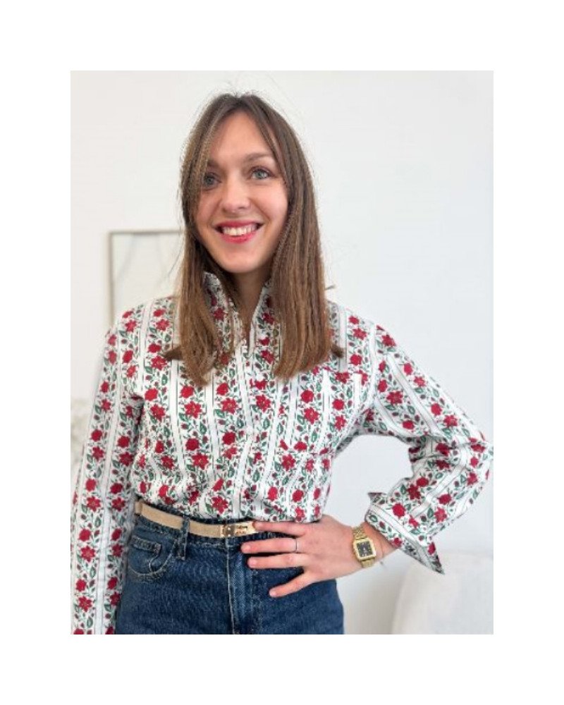 Chemisier blanc fleurs