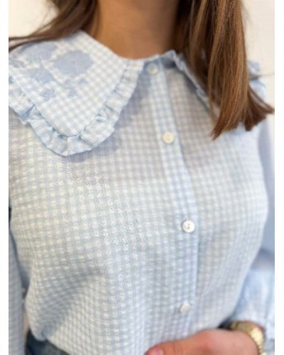 Chemisier vichy bleu ciel
