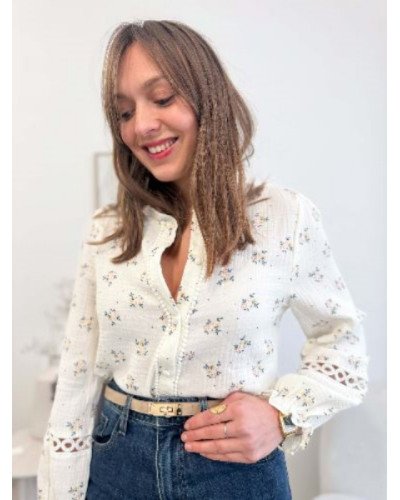 Chemisier gaz de coton fleurs