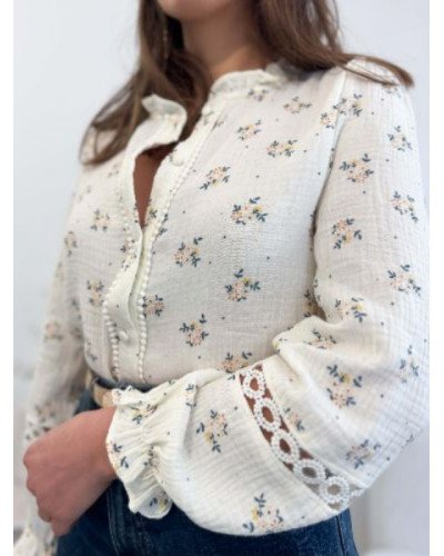 Chemisier gaz de coton fleurs