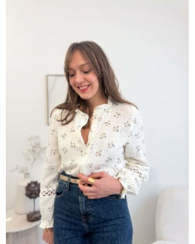 Chemisier gaz de coton fleurs