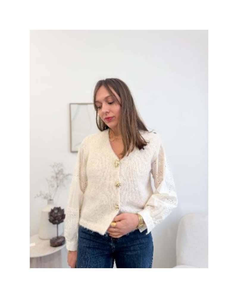 Pull sans manche - Ecru