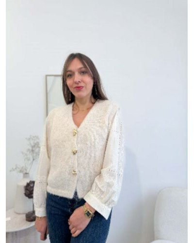 Pull sans manche - Ecru