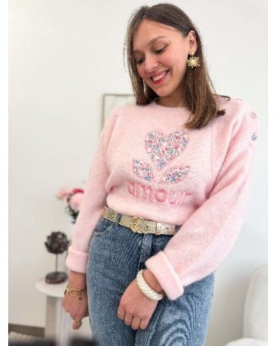 Pull rose Amour