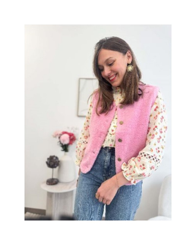 Veste bouclette rose