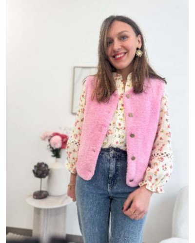 Veste bouclette rose