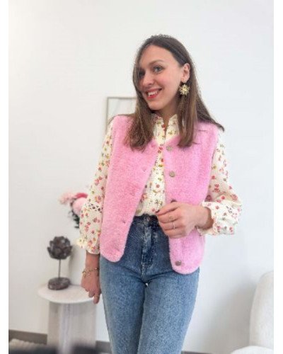 Veste bouclette rose