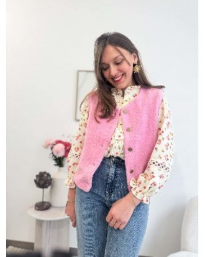 Veste bouclette rose