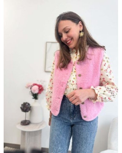 Veste bouclette rose