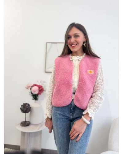 Veste bouclette rose