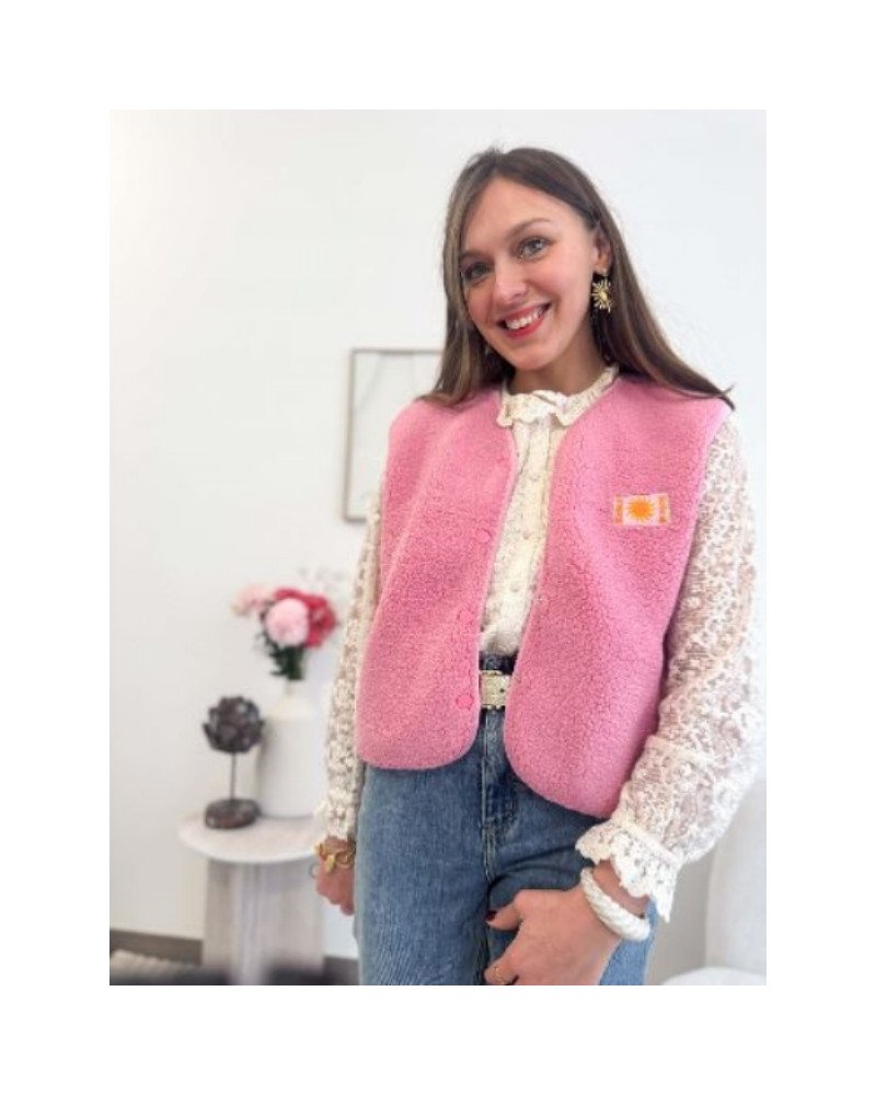 Veste bouclette rose