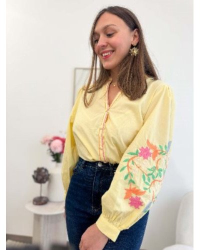 Chemisier jaune pastel