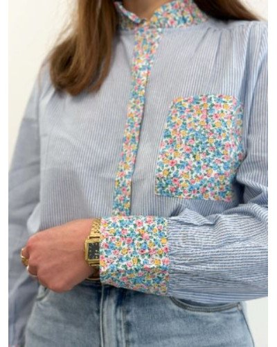 chemisier rayé bleu style liberty