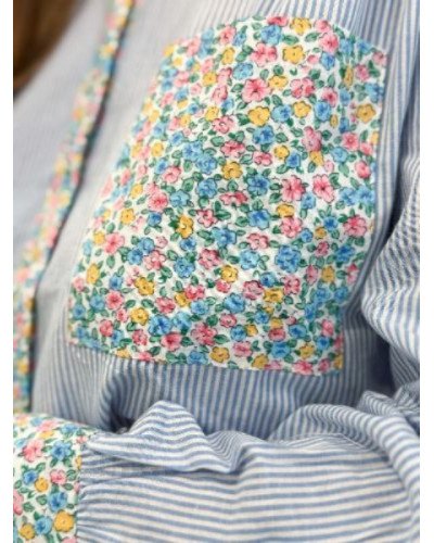 chemisier rayé bleu style liberty