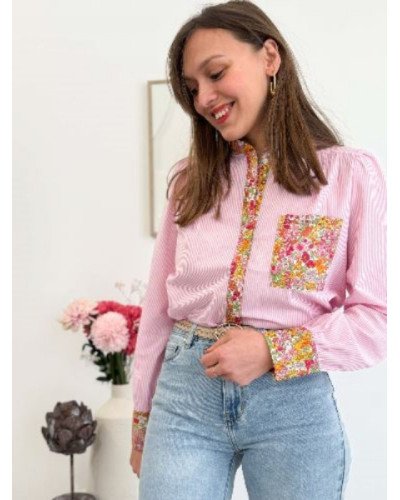 Chemisier rayée rose style liberty