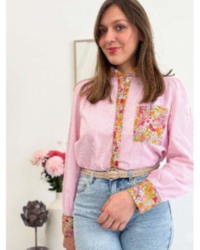 Chemisier rayée rose style liberty