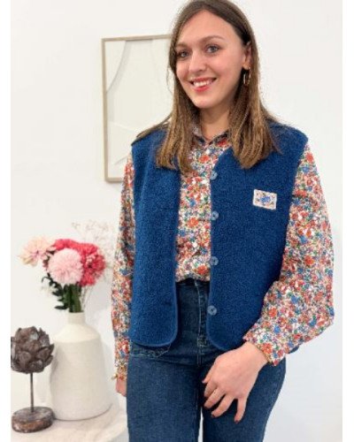 Veste bouclette bleu marine