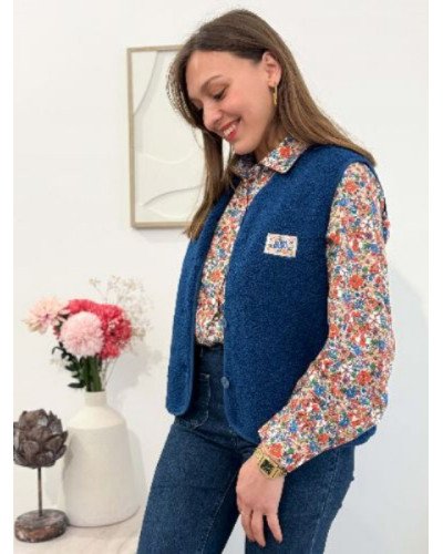 Veste bouclette bleu marine