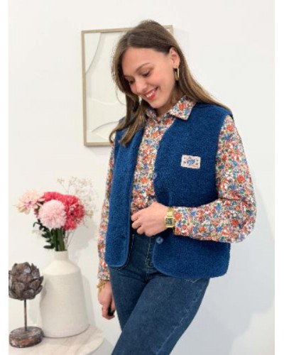 Veste bouclette bleu marine