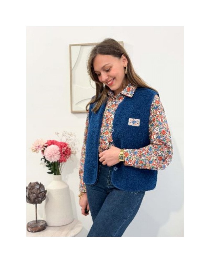 Veste bouclette bleu marine
