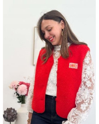 Blouse femme blanche en dentelle ajourée – Doublure confortable