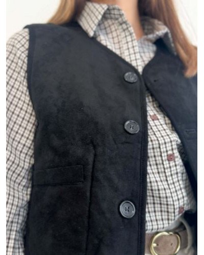 Gilet sans manches femme réversible noir – Bouclette et suédine