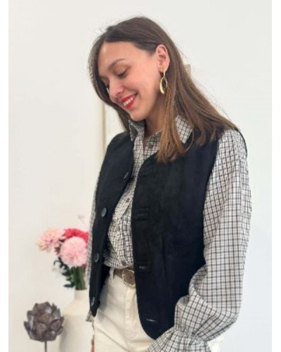 Gilet sans manches femme réversible noir – Bouclette et suédine