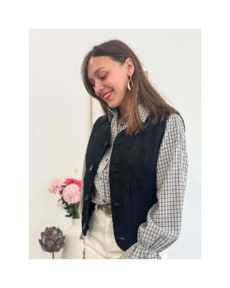 Gilet sans manches femme réversible noir – Bouclette et suédine