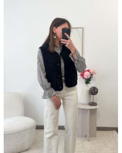 Gilet sans manches femme réversible noir – Bouclette et suédine
