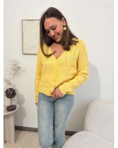 Pull femme jaune en maille – Confortable et tendance