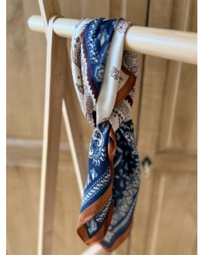 Foulard camel et marine - Cynthia
