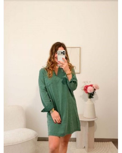 Robe en jean vert sapin – Style casual et élégant