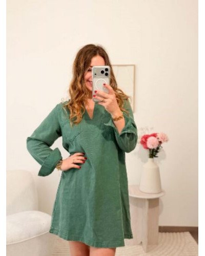 Robe en jean vert sapin – Style casual et élégant