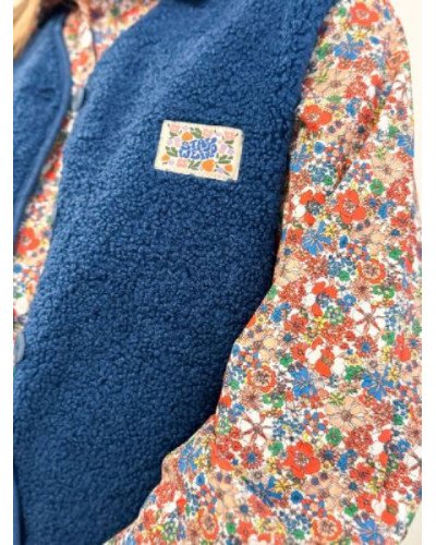 Veste bouclette sans manches style berger bleu marine – Confort et chaleur