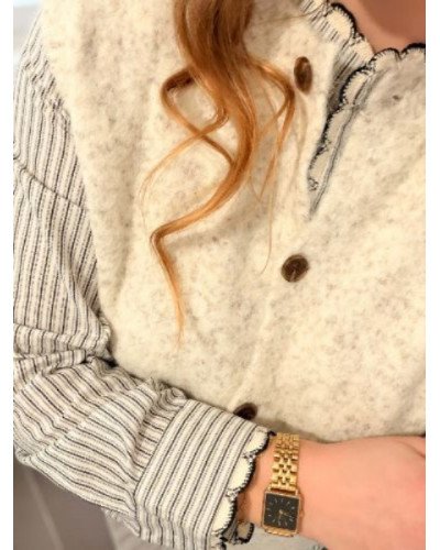 Gilet sans manches écru chiné – Confort et style décontracté