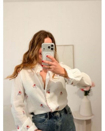 Chemisier en gaze de coton à fleurs – Légèreté et style féminin