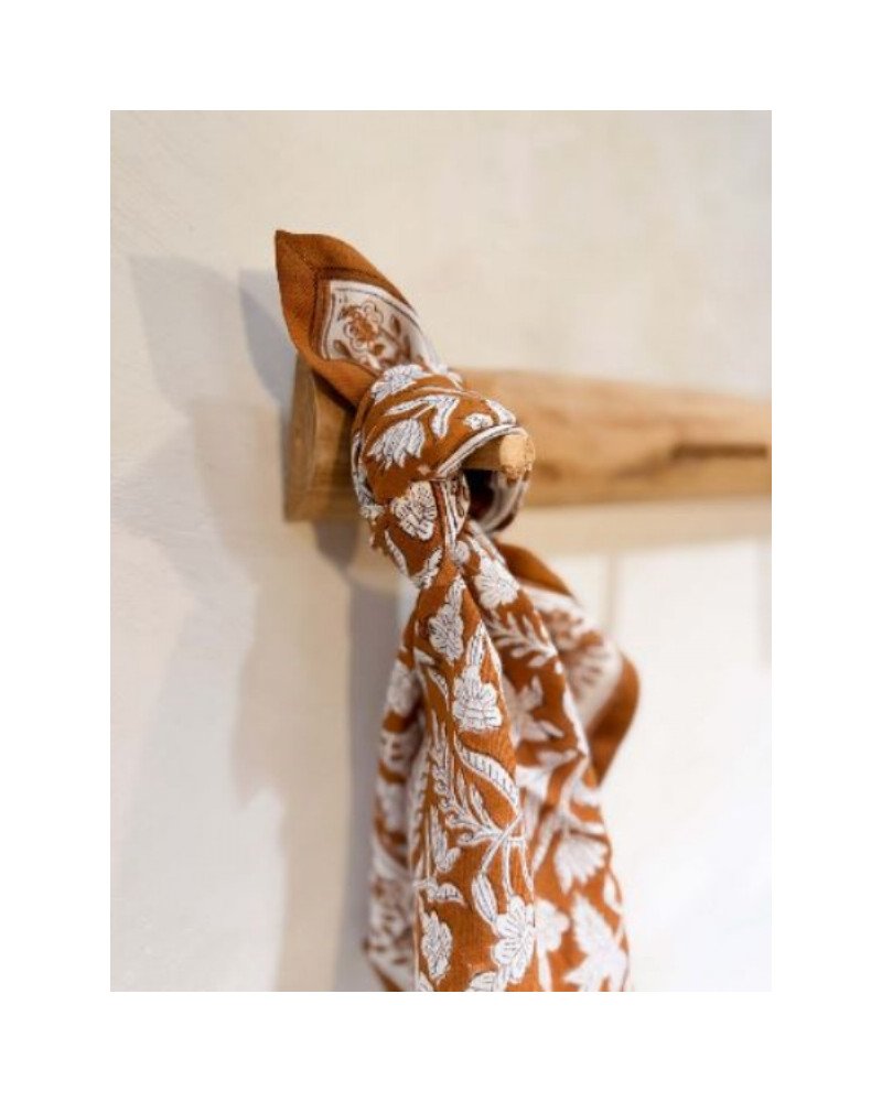 Foulard 50 cm en coton – Camel et écru