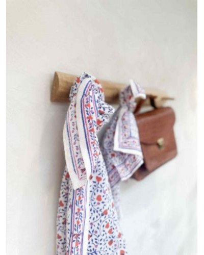 Foulard en coton indien 100 cm – Petits cœurs bleu roi et rouge